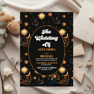 Mystische Black Gold Celestial Stars Hochzeit