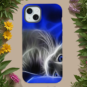 Mystische blaue abstrakte leuchtende Katze iPhone 16 Hülle