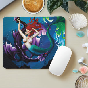 Mystische Blaue Fantasy Meerjungfrau Lila Wasser D Mousepad