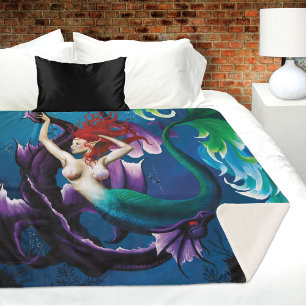 Mystische Blaue Fantasy Meerjungfrau Lila Wasser D Sherpadecke