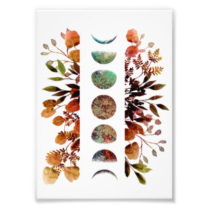 Mystische Botanische Herbstmond-Zyklus Bouquet Fotodruck