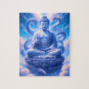 Mystische Buddha-Meditation mit Drachen