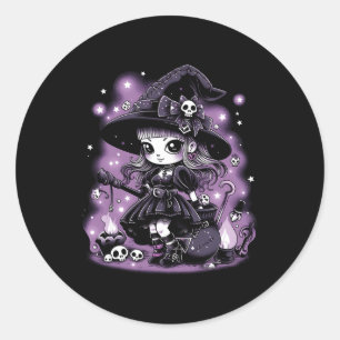Mystische Charmen Halloween Hexe Graphic Runder Aufkleber
