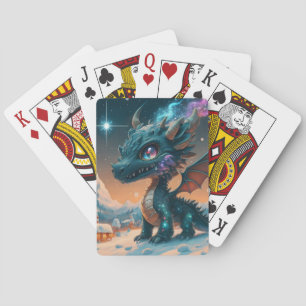 Mystische Chibi-Drache Winterlandschaft  Spielkarten