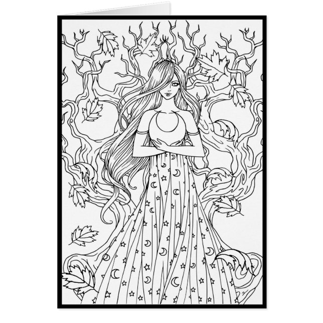 Mystische Crescent Moon Faiasy Fantasy Coloring Ca (Vorne)