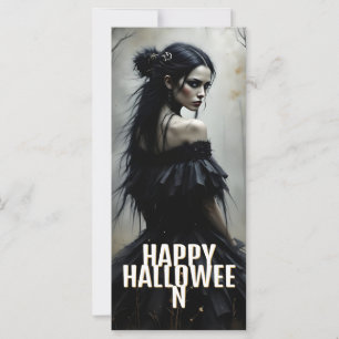 Mystische Dame im dunklen Halloween-Wald