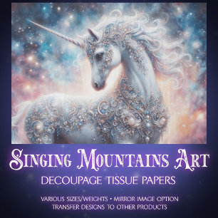 Mystische Einhorn-Galaxie-Decoupage Seidenpapier