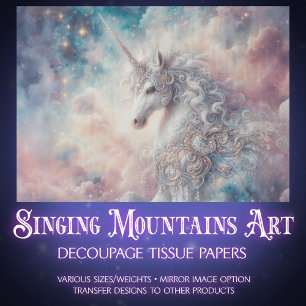 Mystische Einhorn-Galaxie-Himmel-Dekupage Seidenpapier