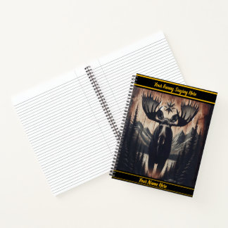 Mystische Elchschnitzerei aus dunklem Holz Notizbuch