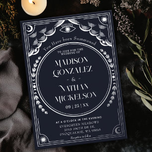 Mystische elegante silberne Navy-Tarot-Gothic-Hoch Folieneinladung