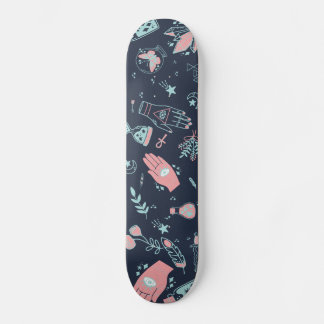 Mystische Esoterische Rosa Böse Augen Hand Tränke Skateboard