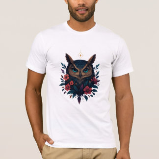 Mystische Eule-Illustration mit Blume - Elegant N T-Shirt