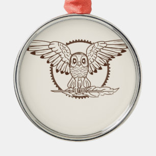 Mystische Eule im Flug Silbernes Ornament