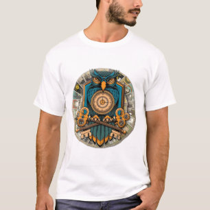 Mystische Eule mit Schlüsseln und goldener Uhr T-Shirt