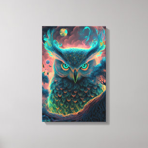 Mystische Eule psychedelischer Leinwanddruck