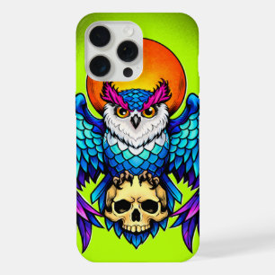 Mystische Eule und Totenkopf – Digitale Kunst im l iPhone 15 Pro Max Hülle
