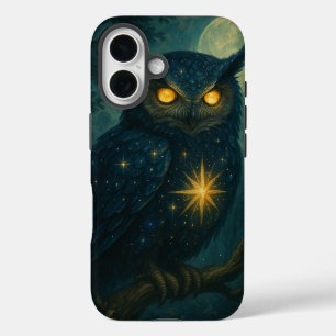 Mystische Eule unter Mondlicht Fantasie Sternennac iPhone 16 Hülle