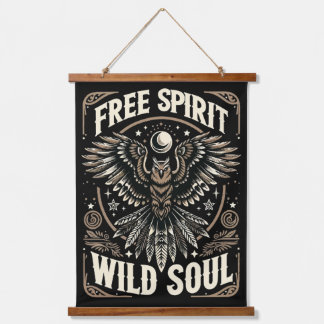 Mystische Eule - Wildes freies Soul Wandteppich Mit Holzrahmen