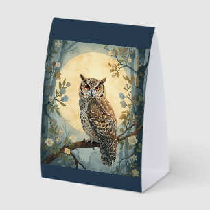 Mystische Eulen-Mondlicht-Waldkunst Wald-Eule I Tischaufsteller