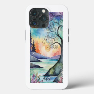 Mystische Fantasy-Aquarelle Personalisierter Name iPhone 13 Pro Hülle