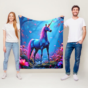 Mystische Fantasy-Einhorn-Kunst Fleecedecke