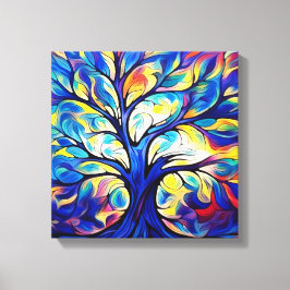 Mystische Flüstern, Fantasiebaum in Multicolor Leinwanddruck