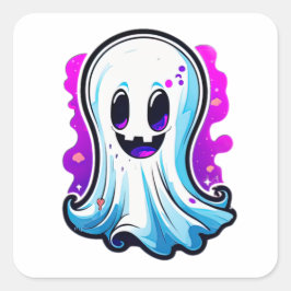 Mystische Flüstern, Niedlicher Halloween-Geist Quadratischer Aufkleber