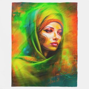 Mystische Frau in Neonfarben Fleecedecke
