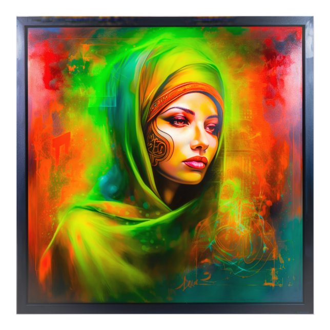 Mystische Frau in Neonfarben Fotodruck (Vorne)
