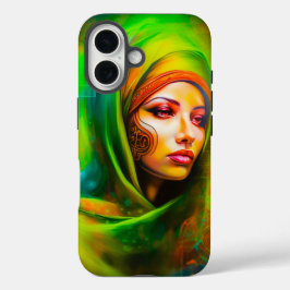 Mystische Frau in Neonfarben iPhone 16 Hülle