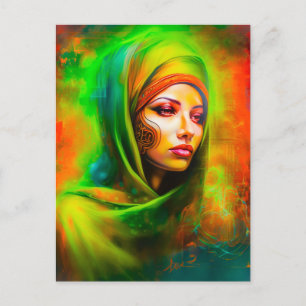 Mystische Frau in Neonfarben Postkarte