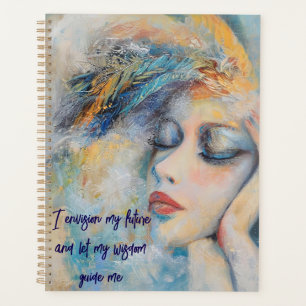 Mystische Frau mit Feathers Planner Planer