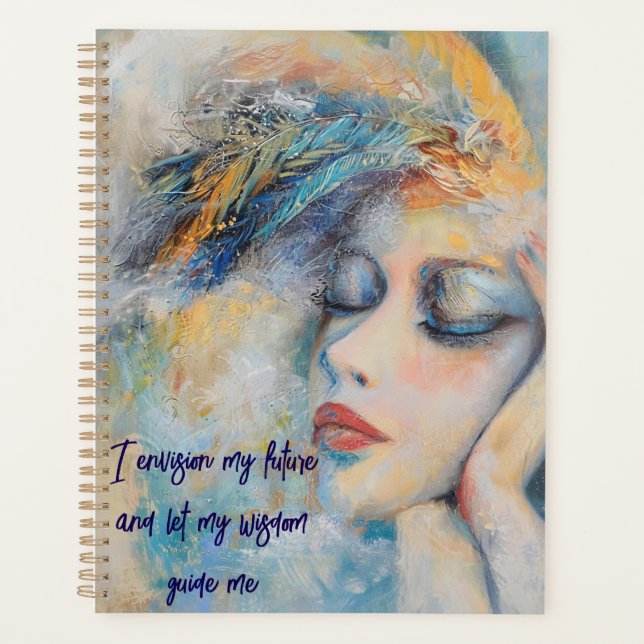 Mystische Frau mit Feathers Planner Planer (Vorderseite)