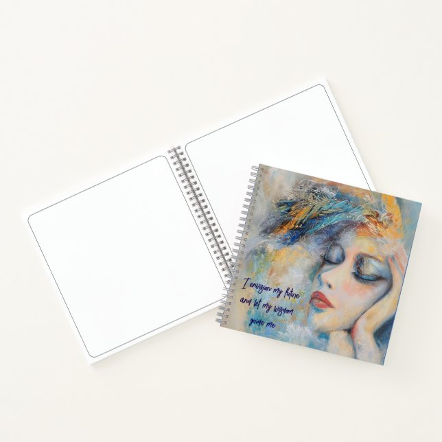 Mystische Frau mit Feathers SketchSpiral-Notebook Notizbuch (Innenseite)