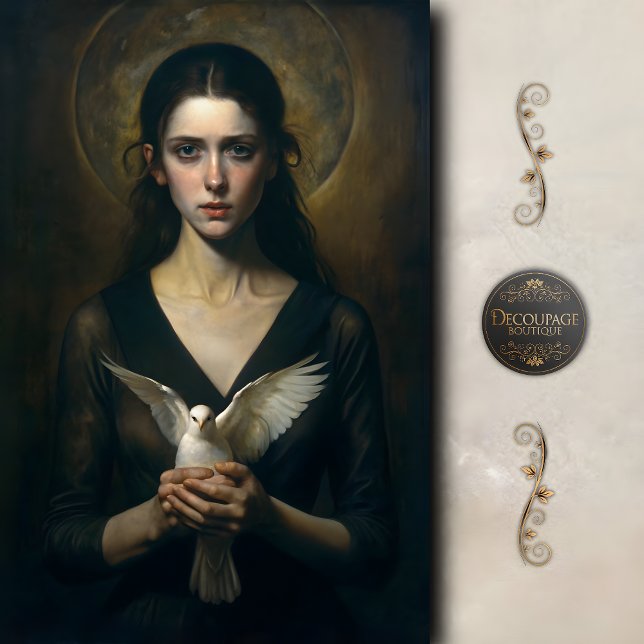 Mystische Frau mit Taubenrückbildung Seidenpapier (Mystic Woman with Dove Decoupage Tissue Paper)