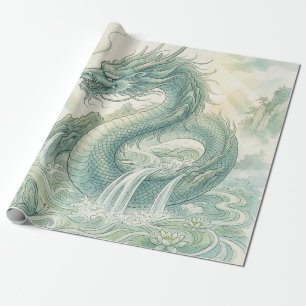 Mystische Fuchsdrachen-Wasserfarbenkunst (2) Geschenkpapier