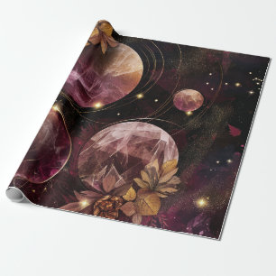 Mystische Galaxie Kristall Planet Lila Weltraum Geschenkpapier