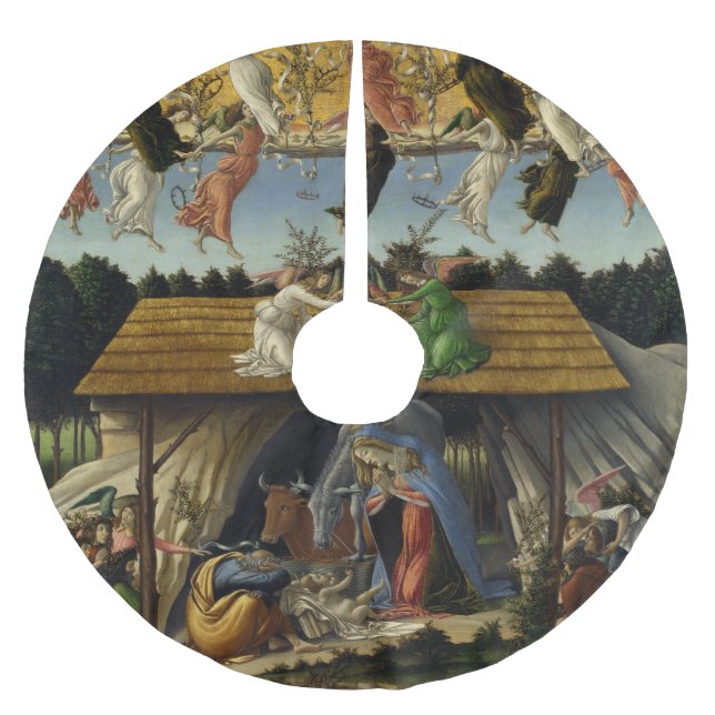 Mystische Geburt Christi durch Sandro Botticelli Polyester Weihnachtsbaumdecke (Vorderseite)
