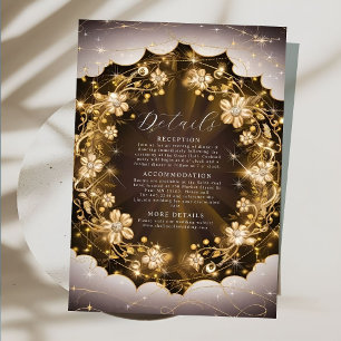 Mystische Glitzern und goldene Blumenhochzeit Begleitkarte