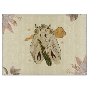 Mystische Grafik, beige Fee Moth Art Schneidebrett