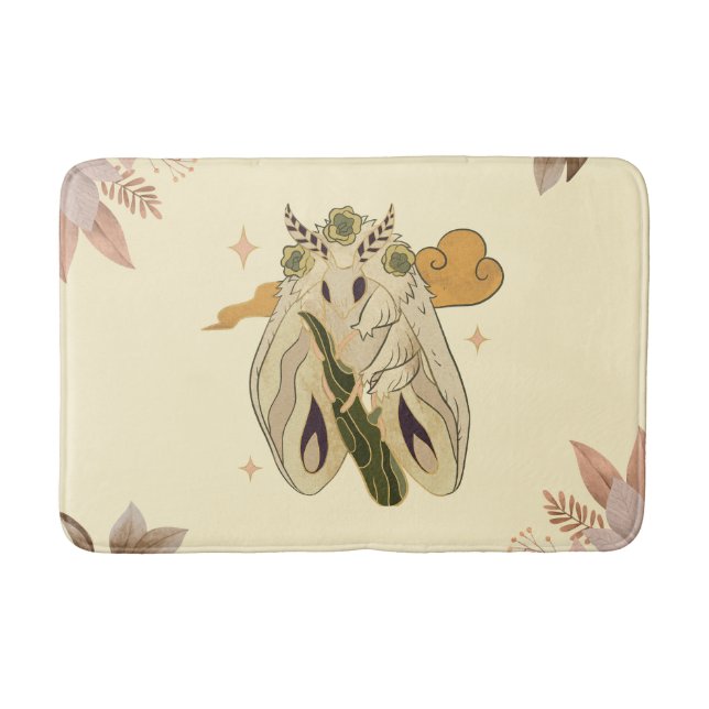 Mystische Grafik, beige Fee Moth Badematte (Vorderseite)