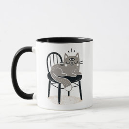 Mystische graue Katze Schlafen mit offenem Auge Tasse