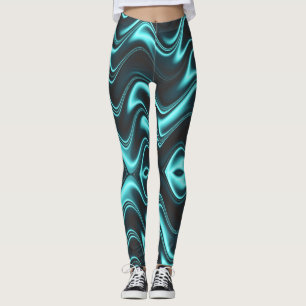 mystische grüne Blau- und schwarze Wellenfarben Leggings