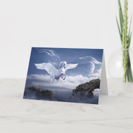 Mystische Grußkarte des weißen Pegasus Pferdes Karte