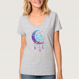 Mystische Halbmondkristalle für Frauen T-Shirt