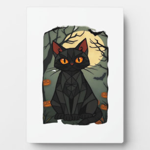 Mystische Halloween-Schwarze-Katzen-Kunst - Grusel Fotoplatte