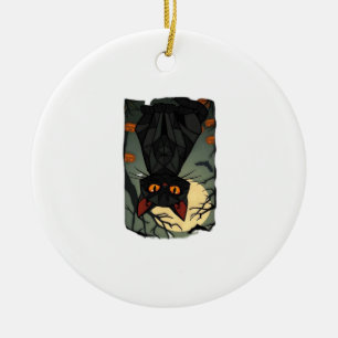 Mystische Halloween-Schwarze-Katzen-Kunst - Grusel Keramik Ornament