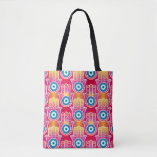Mystische Hamsa: verzierte nahtlose Gestaltung. Tasche
