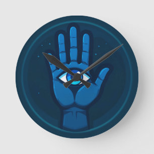 Mystische Hand mit Augensymbol Runde Wanduhr