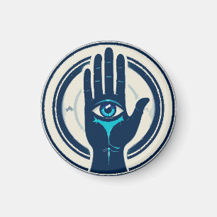 👁️ Mystische Hand mit zentralem Auge für spiritue Magnet